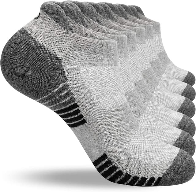 Detalle de Coskefy Thick Cushion Ankle Trainer Socks (6 Pairs) – No odour cotton sports socks for running, gym and walking