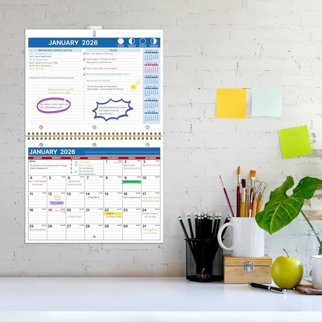 Detalle 2 de 2026 Wall Calendar 12 Month 8.5x11 📅