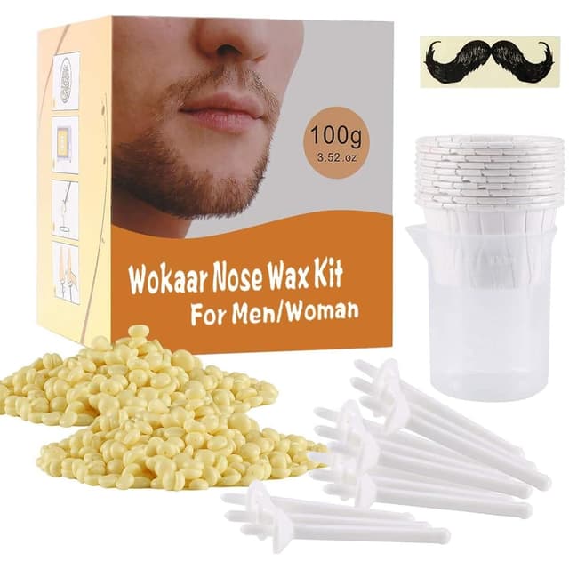 Detalle de Wokaar Nose Wax Kit for Men & Women (Nose & Ear Hair Removal) | 100g Wax + 30 Applicators