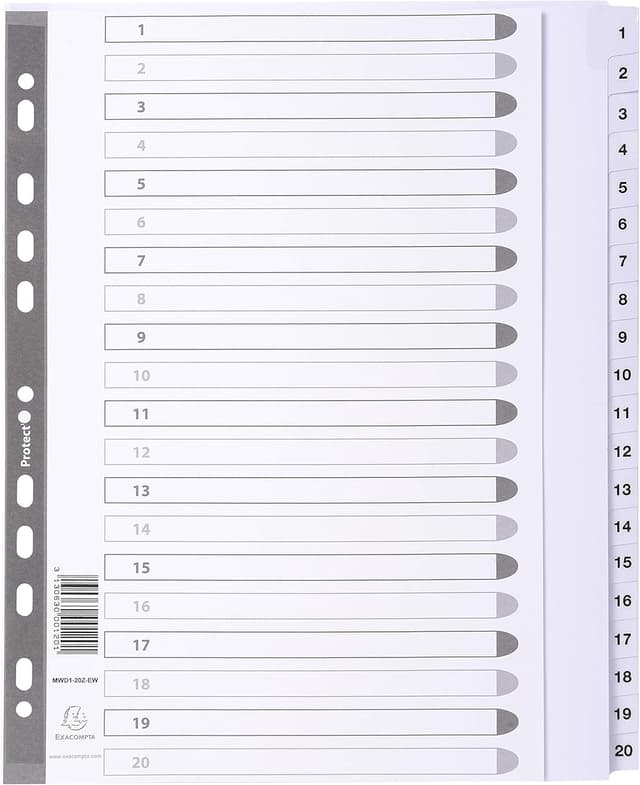 Detalle de Exacompta MWD1-20Z-EW Mylar Indices 20-Part