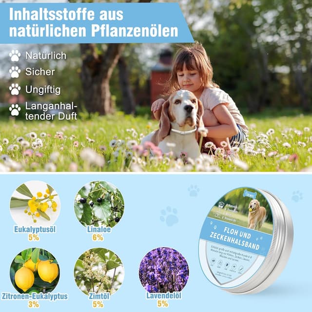Detalle de DEWEL Zeckenhalsband für Hunde – wasserdicht, verstellbar (bis 63,5 cm) mit ätherischen Ölen – Schutz für 8 Monate (weiß)