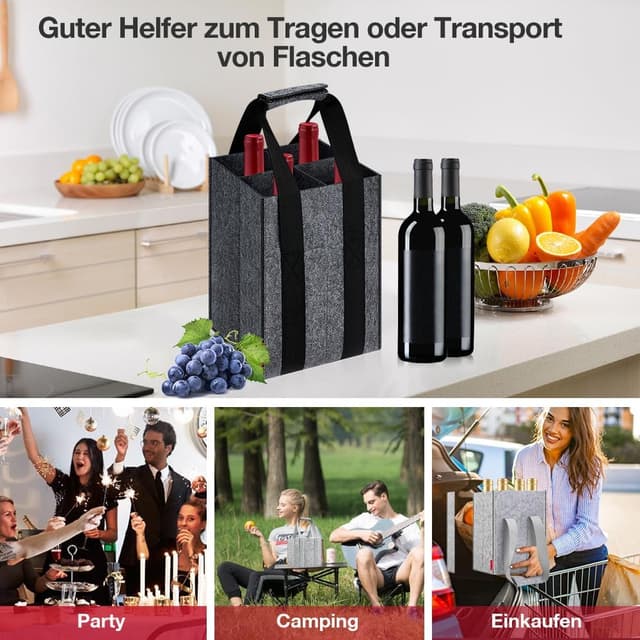 Detalle de Eurhomewit Flaschentasche 4 Flaschen