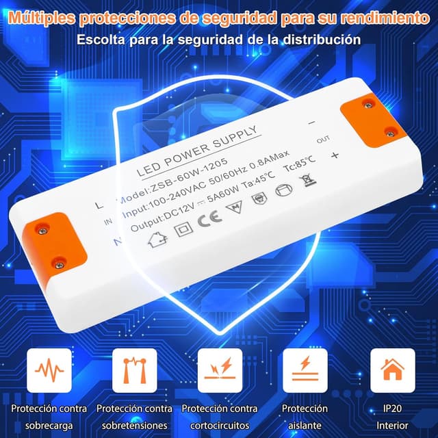 Thumbnail 3 de Transformador LED 12V 60W 5A