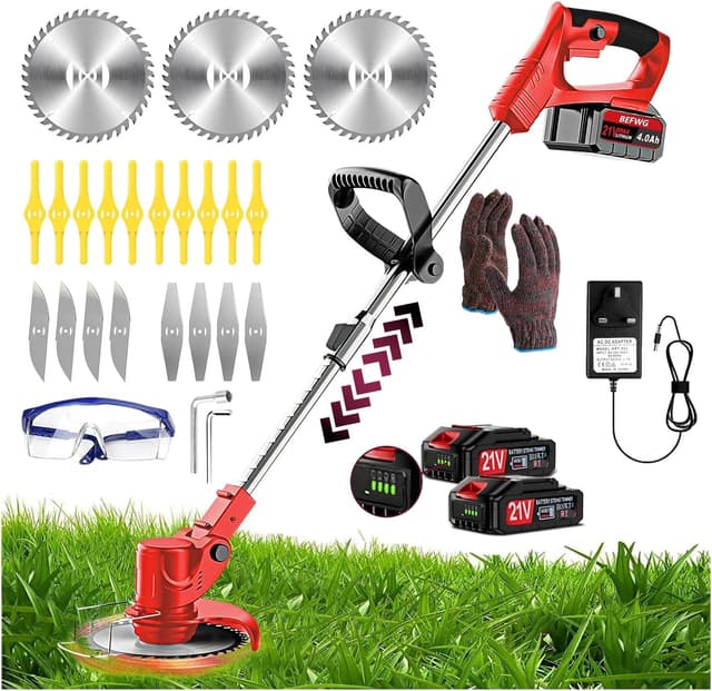 Thumbnail 6 de Cordless Telescopic Strimmer Kit with 2×21V Batteries, Fast Charger & Spare Blades (Electric Cordless, 2.5kg)