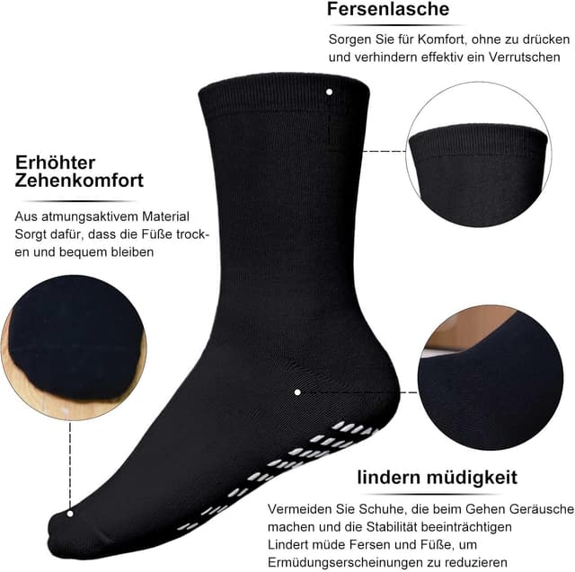 Detalle de PUTUO ABS Rutschfeste Socken für Herren (4 Paar) mit Noppen und Punktgummi – Stoppersocken aus Baumwolle