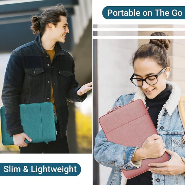 Detalle 2 de ZYB 15.6 inch Laptop Sleeve Protective Case with Accessory Bag (Teal) – waterproof, shockproof protection