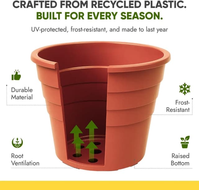 Detalle de Happy Pots 20 Pack Plastic Plant Pots (Mixed Sizes) – Made in UK, Terracotta, Drainage Holes