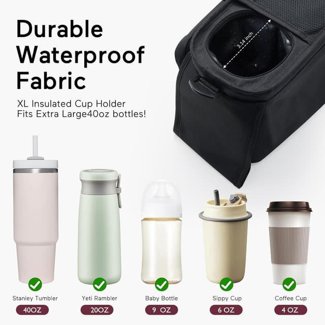 Detalle 2 de Momcozy Stroller Organizer with Insulated Cup Holder ⚙