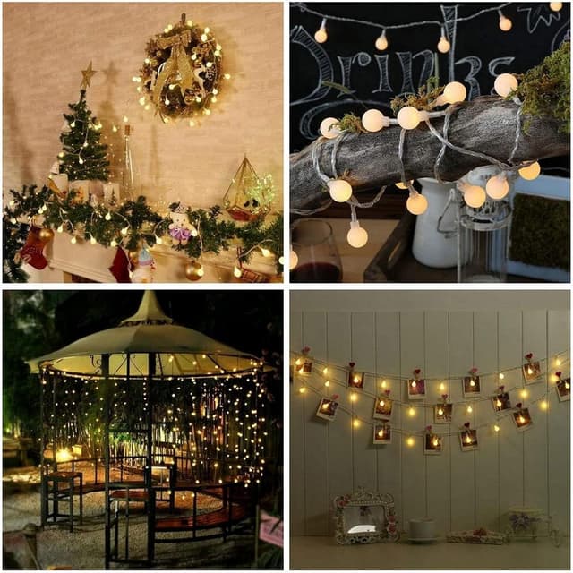 Thumbnail 6 de WOWDSGN Kugel-Lichterkette mit 150 warmweißen LEDs, 15 m, dimmbar, 8 Leuchtmodi (Stecker, für innen & außen)