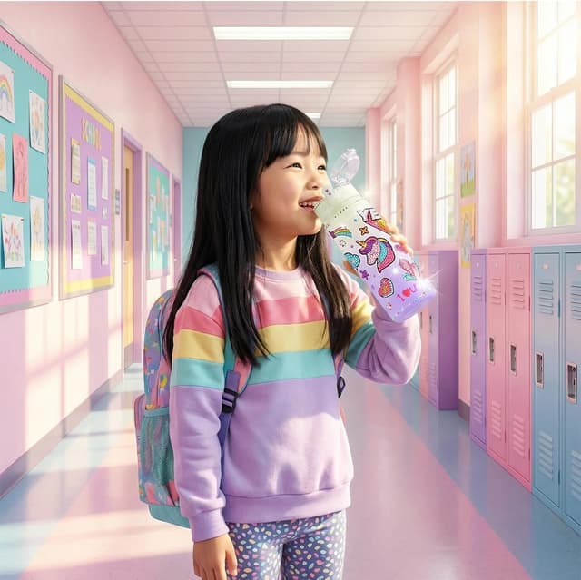 Detalle 2 de Sanilinwild DIY-Bastelset: Wasserflasche mit Einhorn-Motiv & Freundschaftsarmband (zum Gestalten)