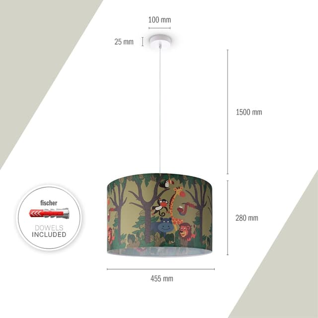 Detalle de Paco Home suspension enfant abat-jour tissu rond E27