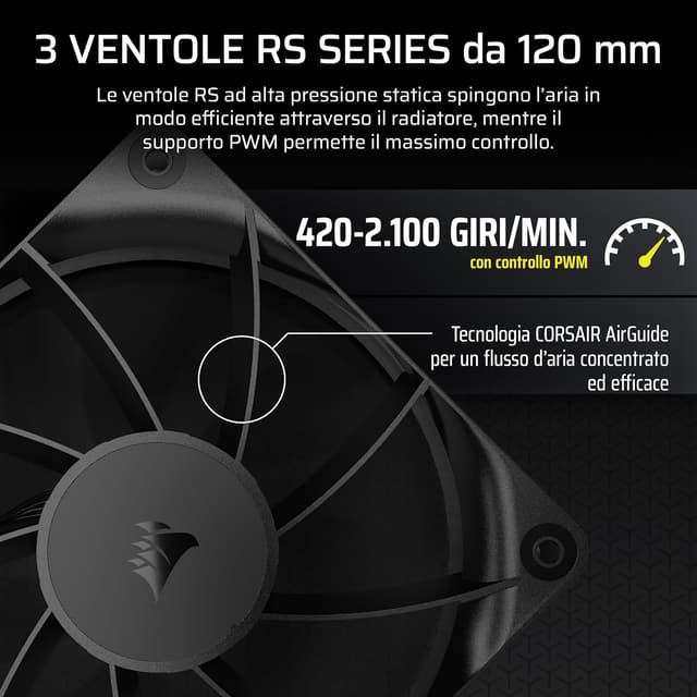 Detalle de Corsair NAUTILUS 360 RS LCD: dissipatore a liquido AIO da 360 mm con schermo LCD IPS da 2,1