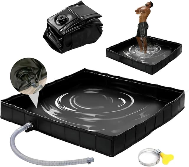 Detalle de GOZYLA faltbare Duschbasis für Camping & Outdoor – tragbare Duschwanne mit Ablaufschlauch