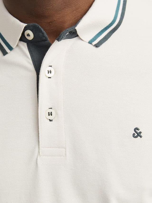 Detalle de Jack & Jones Polo da uomo Plain Shirt Collar Polo in 100% cotone