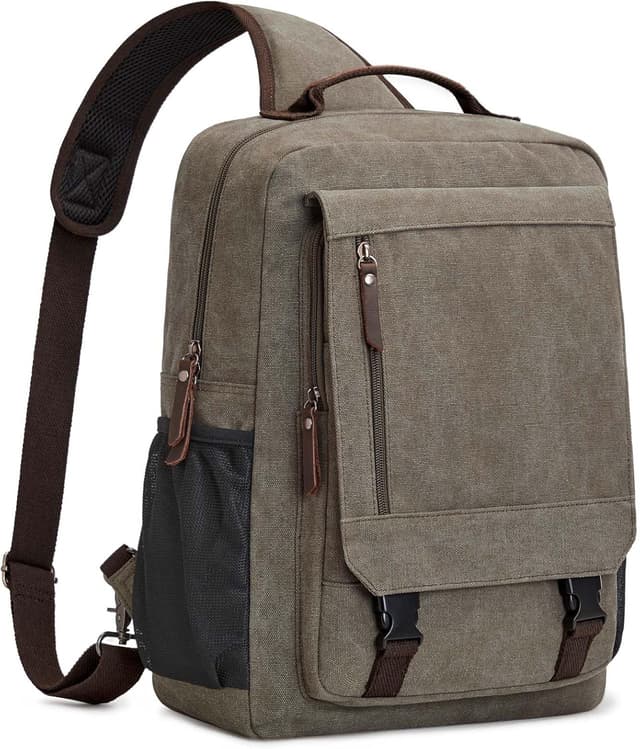 Detalle de S-ZONE Zaino da Uomo impermeabile in tela per laptop 13–16 pollici (a tracolla, casual)