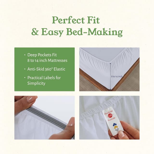 Detalle 1 de Twin XL Organic Percale Sheet Set, 14 in