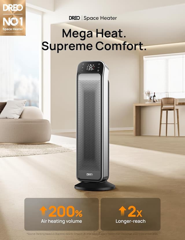 Detalle 2 de Dreo 25 Inch Electric Heater, 70° Oscillating