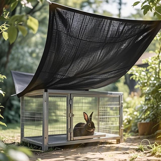 Detalle de Oncpcare 2x3M Kaninchenkäfig-Abdeckung – UV-90%-Sonnenschutz-Netzmatte für Außengehege