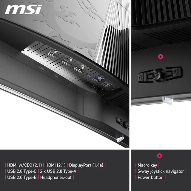 Detalle de MSI MPG 321CURX QD-OLED 32 Inch UHD Curved Gaming Monitor (1700R) with 240Hz, HDMI 2.1 and USB Type-C