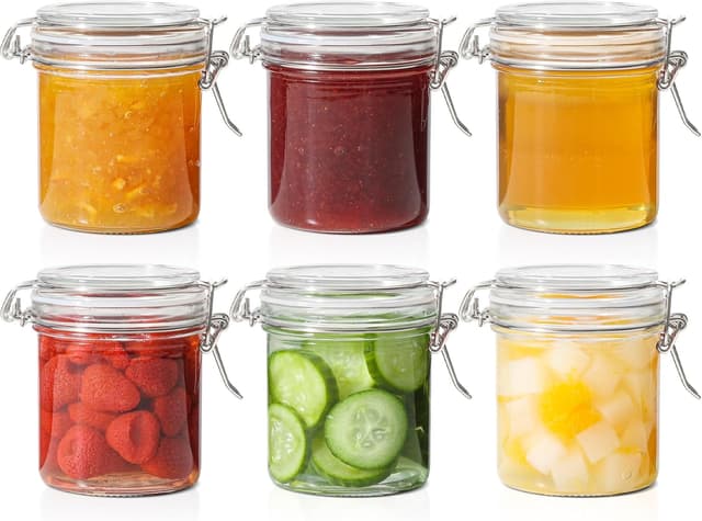 Detalle de ComSaf 8oz Airtight Glass Jars Set of 6
