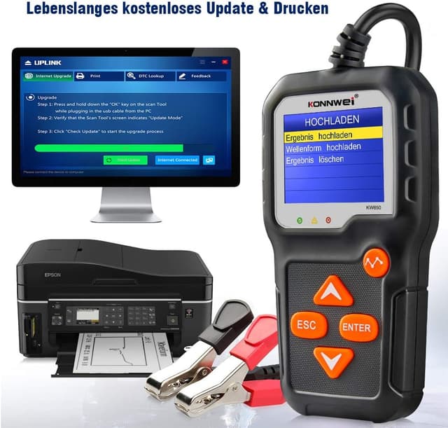 Thumbnail 6 de KONNWEI KW650 KFZ-Batterietester für 6V/12V – Lade- und Ladesystem-Analysator mit Farb-LCD