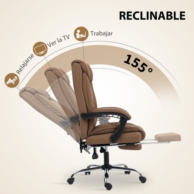 Detalle 1 de Silla HOMCOM con reposapiés y respaldo reclinable