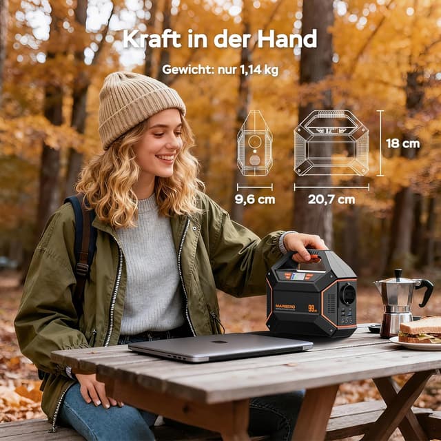 Thumbnail 6 de MARBERO Tragbare Powerstation mit 230V Steckdose (99 Wh / 27.000 mAh), 150W AC, USB & DC sowie LED-SOS-Notlicht