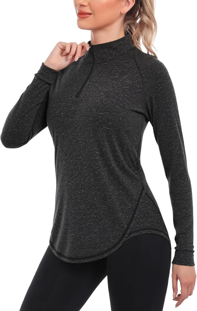 Detalle de Haut de running femme Terecey 1/4 zip manches longues : sweat léger respirant à séchage rapide