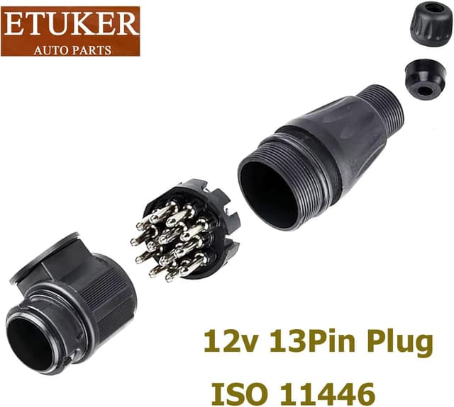 Detalle de ETUKER 13-poliger Anhängerstecker (12V) nach ISO 11446, wasserfeste Dichtung