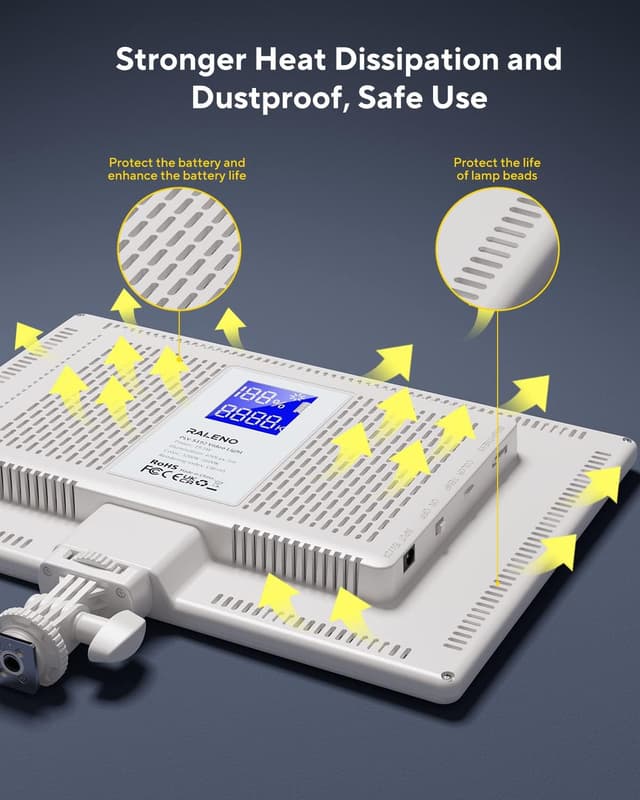 Thumbnail 6 de RALENO LED Videoleuchte für Vlog & Videokonferenzen – einstellbare Helligkeit & Farbtemperatur, 2x 4000 mAh