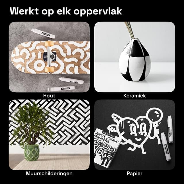 Detalle de Artistro 5 weiße Acrylstifte (Jumbo-Spitze) auf Wasserbasis für Stein, Keramik, Glas, Holz & mehr