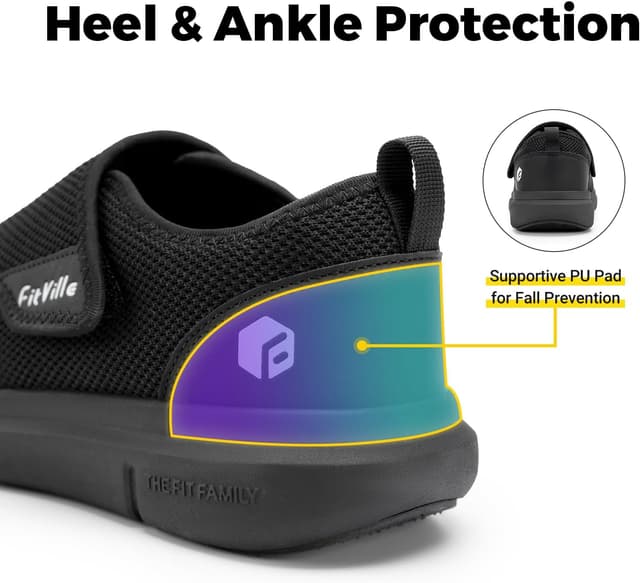 Detalle de FitVille Mens Extra Wide Fit Diabetic Shoes – Easy Slip-On Adjustable Orthopedic Slippers for Swollen Feet