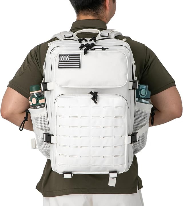 Detalle de QT&QY sac à dos tactique 25L/45L grand volume MOLLE avec compartiments et porte-bouteille