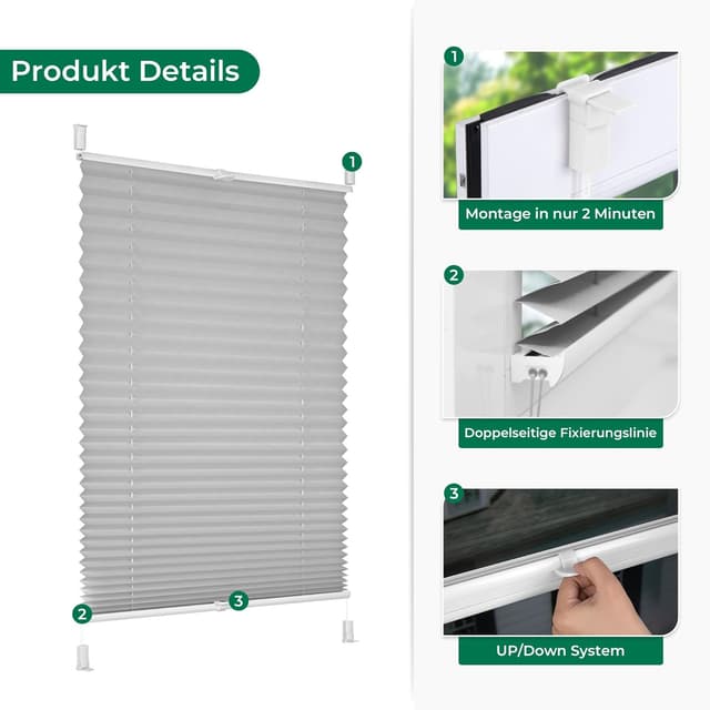 Thumbnail 6 de Allesin Plissee Klemmfix 70x210 cm 🪟