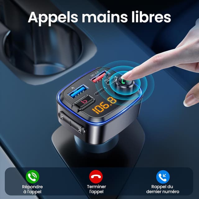 Thumbnail 3 de Gizmovine Emetteur Bluetooth Voiture FM USB PD 30W