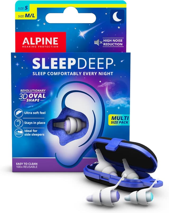 Imagen de Alpine SleepDeep Tapones de Oídos para Dormir - S + M/L (2 Pares) - Tapones Antiruido 3D con Gel Supresor de Ruido - Filtros Suaves para Dormir de Lado - Reducen Ronquidos y Ruidos en OfertitasTOP