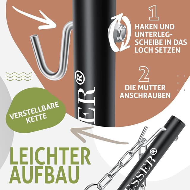 Detalle de KESSER® Hängematte Hill mit Gestell, Kissen & Doppel-Hängesessel für 2 Personen (bis 200 kg), Anthrazit