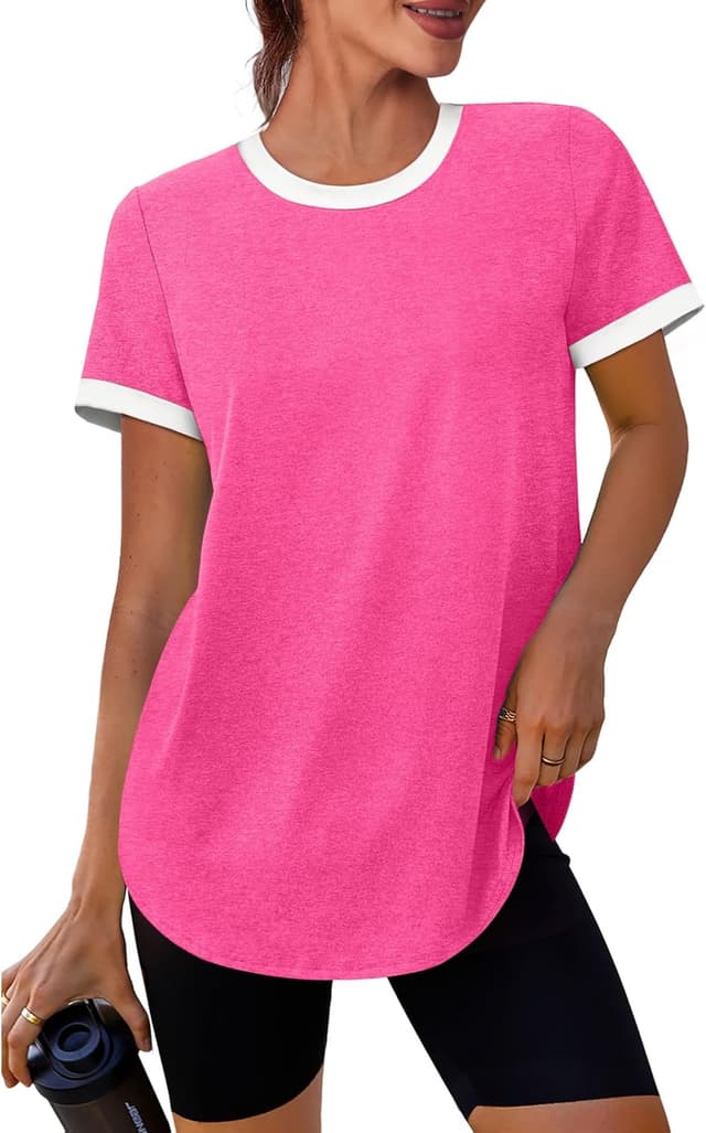 Detalle de Womens Workout Tops Summer Short Sleeve Shirts with UPF 50+ Sun Protection and Moisture-Wicking Fabric