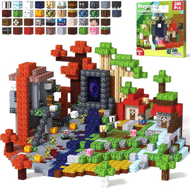 Detalle de Innovakids Magnetic Blocks 200PCS Magnetic Building Tiles (Magma) for Ages 2–12