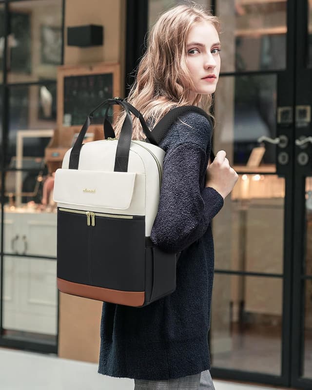 Detalle 2 de LOVEVOOK Damen-Rucksack für 15,6-Zoll-Laptop – wasserdichter City-/Reiserucksack mit USB-Ladeanschluss