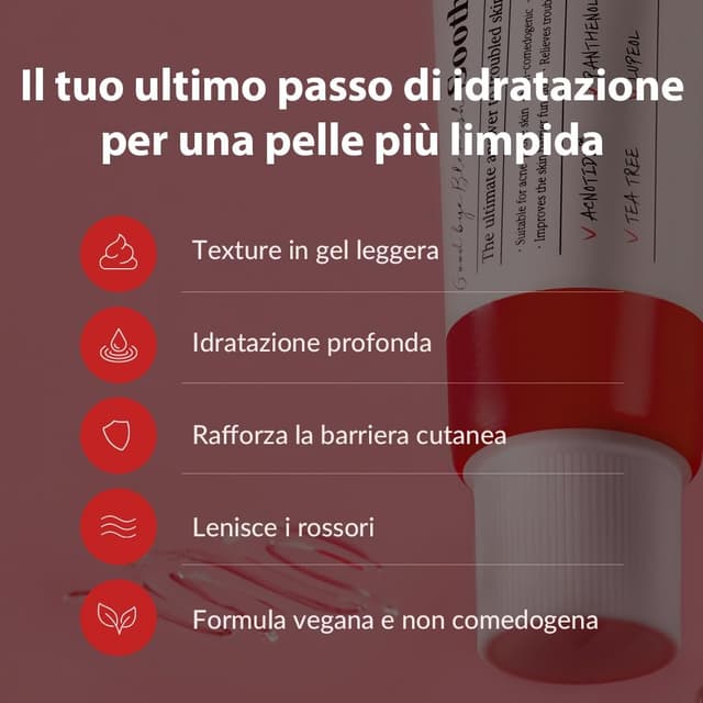 Detalle de MIZON Good Bye Blemish Soothing Gel Cream 55 ml, crema gel lenitiva per pelle grassa a tendenza acneica