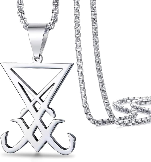 Detalle de VASSAGO Sigil von Luzifer Halskette mit Anhänger aus Edelstahl – Siegel von Luzifer/Satan Symbol