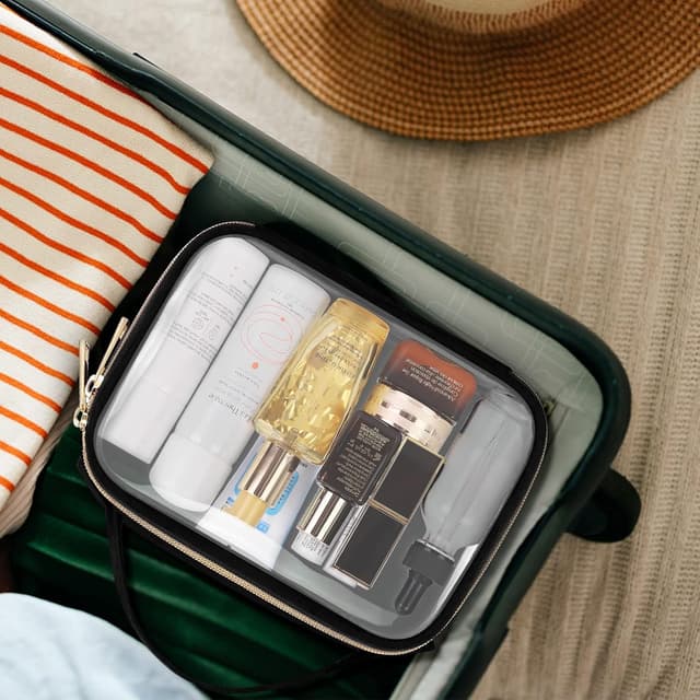 Thumbnail 6 de Wedama TSA Approved Clear Toiletry Bag (3-Pack) – Quart-Size PVC Travel Makeup & Carry-On Organizer, Black