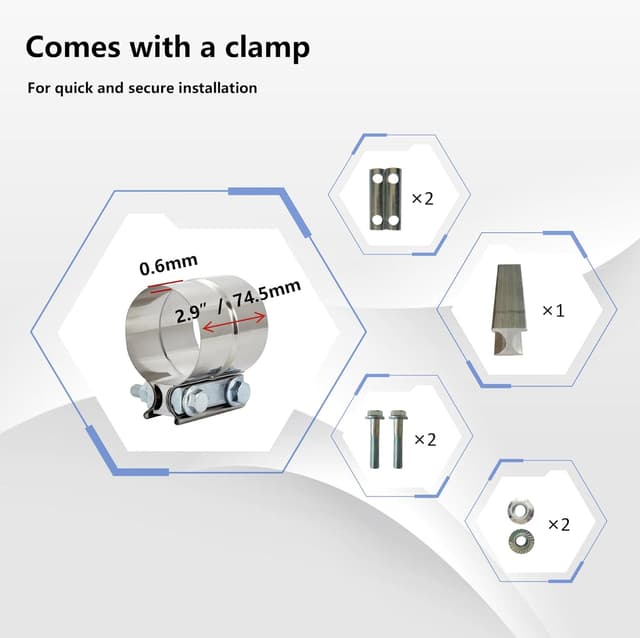 Detalle de 4" to 6" Clamp-On Exhaust Elbow Tip (Chrome/Black) Diesel Exhaust Tip — No Welding Required, Fits 4" OD Pipes