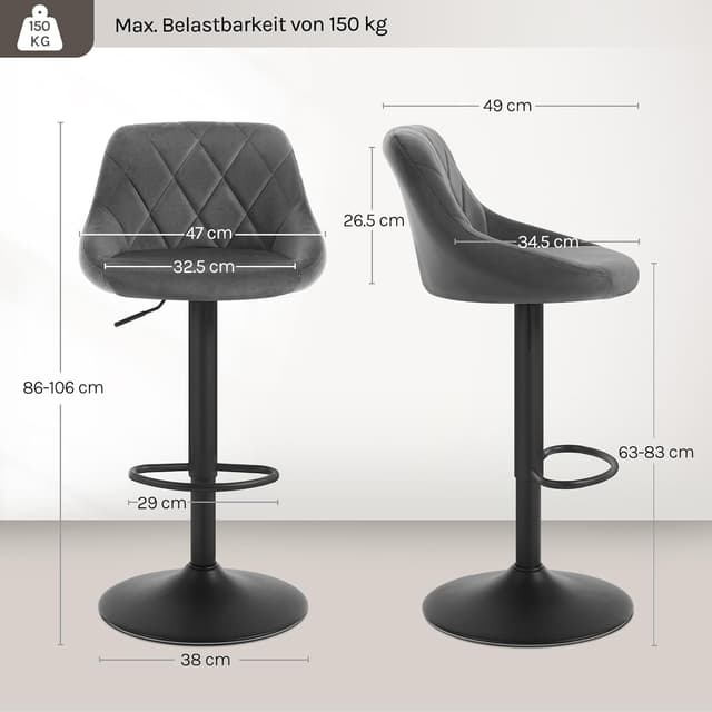 Thumbnail 2 de WOLTU Barhocker 2er Set mit Lehne