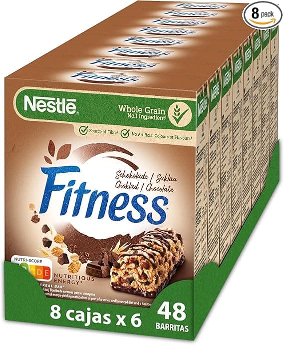 Detalle de Nestlé Fitness Chocolate Barritas, Pack 48 Barritas 🍫