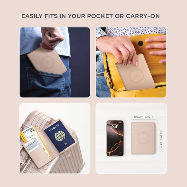Detalle 2 de Satechi Passport Holder for Travel with Find My, Wireless Charging, RFID Protection (Desert Rose)