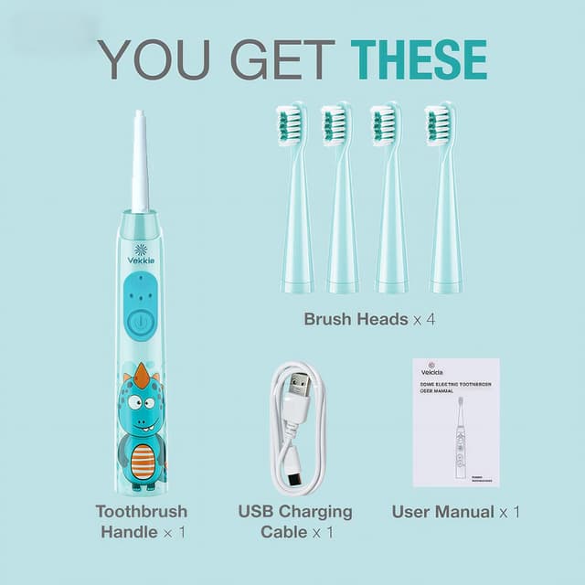 Detalle 2 de Vekkia Sonic Rechargeable Kids Electric Toothbrush (IPX7, 3 Modes, 2-Min Timer, 24000 Strokes) — Blue