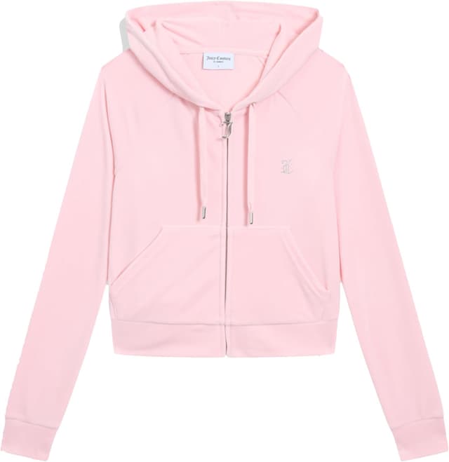 Detalle de Juicy Couture Damen Madison Hoodie Kapuzensweatjacke aus Velour-Mix mit Reißverschluss