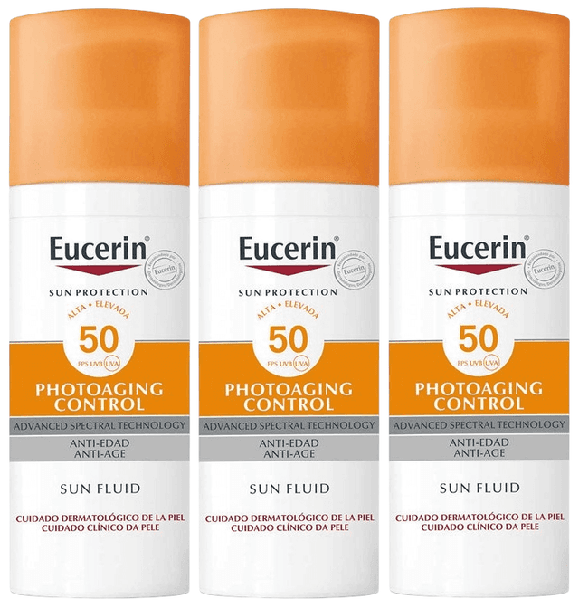 Imagen de Eucerin Fluido Solar Facial SPF50+ Anti-Edad 3x50ml ☀️ en OfertitasTOP